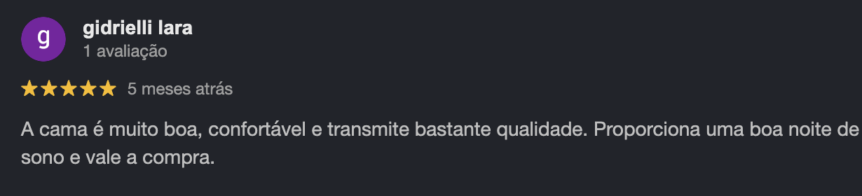 Avaliação de Gidrielli Lara